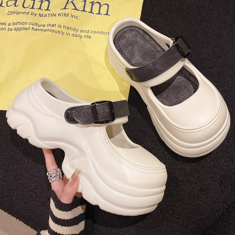 Ženske Mary Jane sandale s debelim potplatom, usklađeni paneli boja, EVA gornji dio, zatvorenih prstiju, za outdoor nošenje
