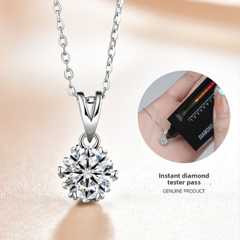 Moissanite шестопръстено колие от 925 сребро за жени, прост стил, геометрична форма, кръстосана верига, дължина 41–50 cm, тегло 2.1 g, марка Under the banyan tree