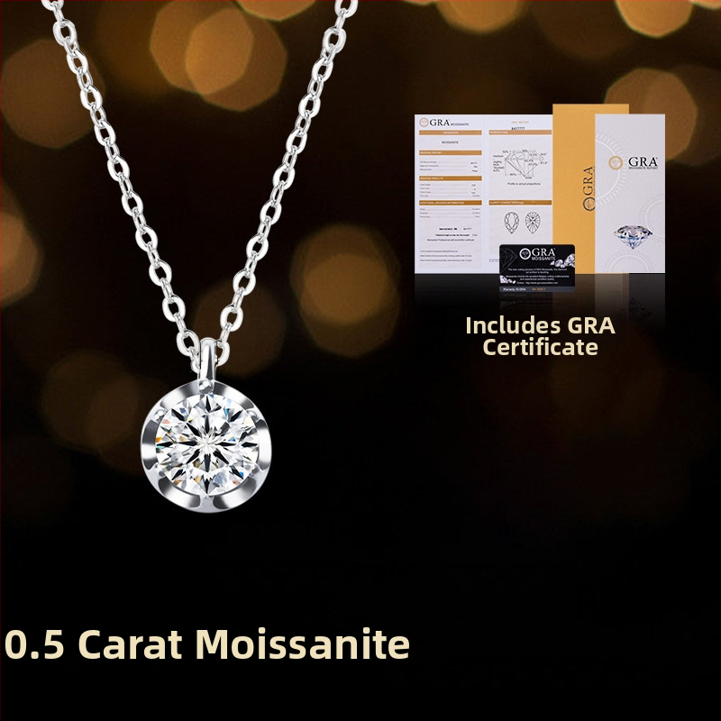 Moissanite шестопръстено колие от 925 сребро за жени, прост стил, геометрична форма, кръстосана верига, дължина 41–50 cm, тегло 2.1 g, марка Under the banyan tree