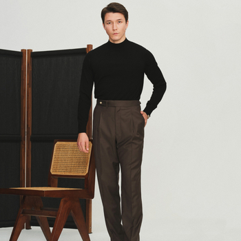 Ανδρικό πλεκτό πουλόβερ από 100% μαλλί, πλένεται στο πλυντήριο, παχύ για τον χειμώνα, στρογγυλό λαιμό, μακριά μανίκια