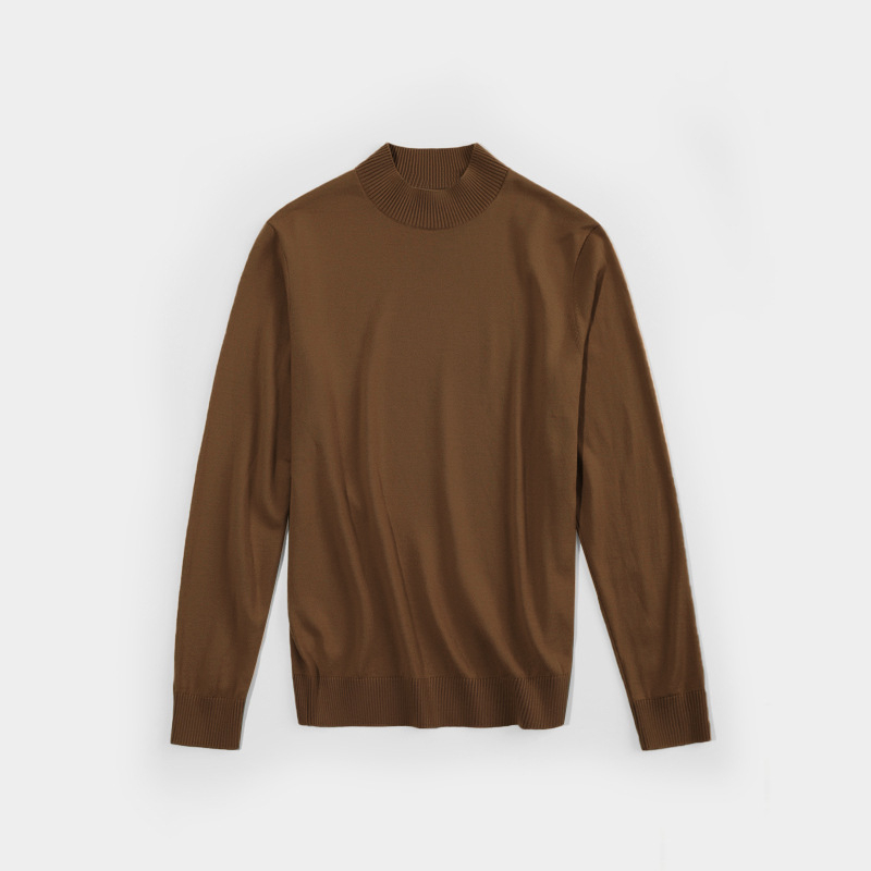 Ανδρικό πλεκτό πουλόβερ από 100% μαλλί, πλένεται στο πλυντήριο, παχύ για τον χειμώνα, στρογγυλό λαιμό, μακριά μανίκια