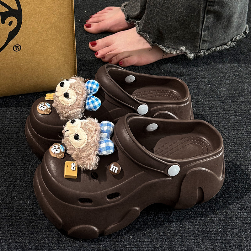 Ženske Crocs-stila sandale s EVA gornjim dijelom i potplatom, 7 cm debljina potplata, protuklizne, prozračne, zatvorenim prstom, za plažu i ured