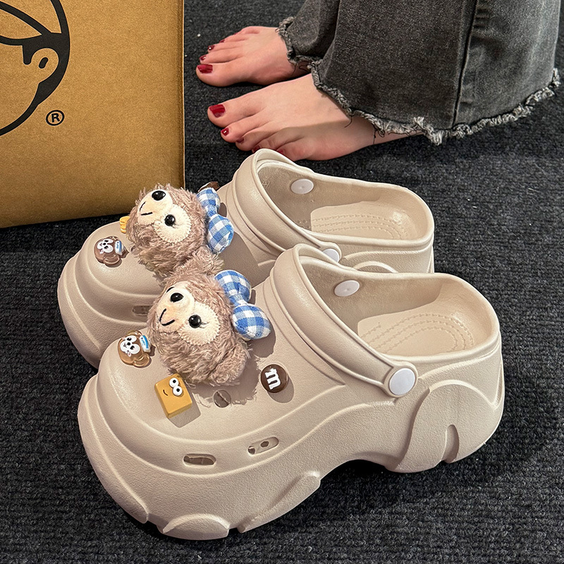Ženske Crocs-stila sandale s EVA gornjim dijelom i potplatom, 7 cm debljina potplata, protuklizne, prozračne, zatvorenim prstom, za plažu i ured