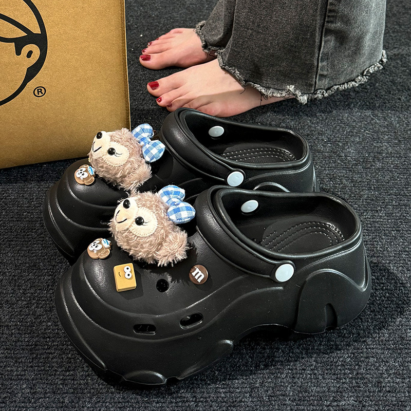 Ženske Crocs-stila sandale s EVA gornjim dijelom i potplatom, 7 cm debljina potplata, protuklizne, prozračne, zatvorenim prstom, za plažu i ured