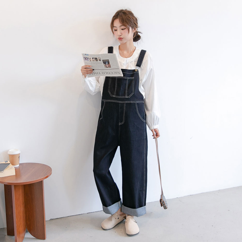 Trudničke traperice s naramenicama, široki kroj, 70-80% pamuka, prozračan, srednje debljine