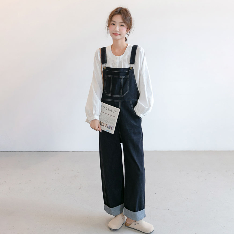 Trudničke traperice s naramenicama, široki kroj, 70-80% pamuka, prozračan, srednje debljine