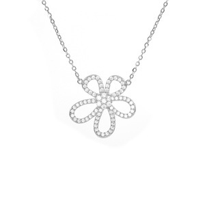 Огърлица от 925 сребро с Moissanite — кух медальон със слънчоглед и камелия, многослоен синджир, дължина 41–50 см, лек луксозен стил