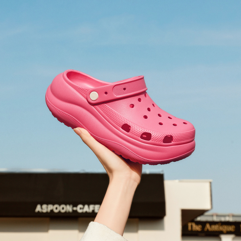 Ženske Crocs stila papuče za vanjsku upotrebu, EVA gornji dio i đonovi, 3 cm+ debeli potplat, protuklizne, izdržljive, okrugli vrh prsta