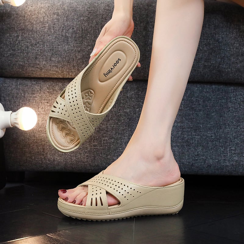 Solviemi ženske papuče s debelim potplatom - gornji PU, PVC potplat, okrugla špička, ljeto 2025