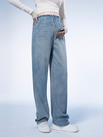 MASANON Trudničke traperice – prozračni pamuk 80–90%, labav kroj, dugačke hlače za proljeće