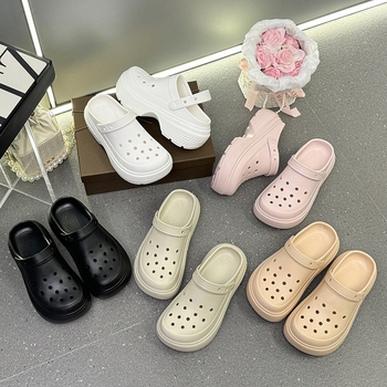 Ženske Crocs-stil EVA papuče s zatvorenim prstom, prozračan gornji dio, protuklizna debela potplat, visina pete 8,5 cm