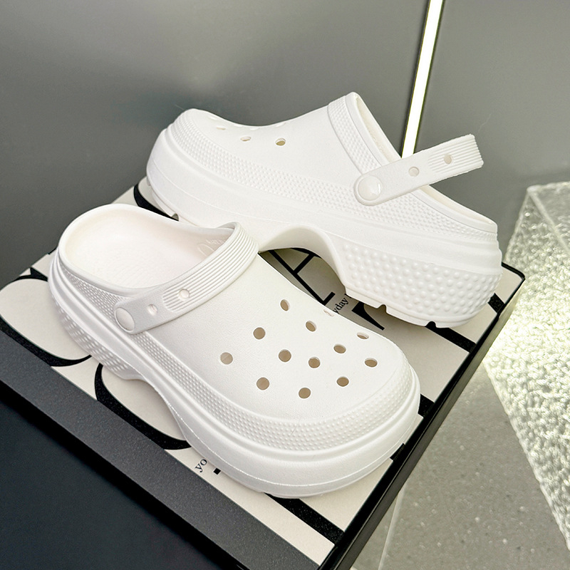 Ženske Crocs-stil EVA papuče s zatvorenim prstom, prozračan gornji dio, protuklizna debela potplat, visina pete 8,5 cm