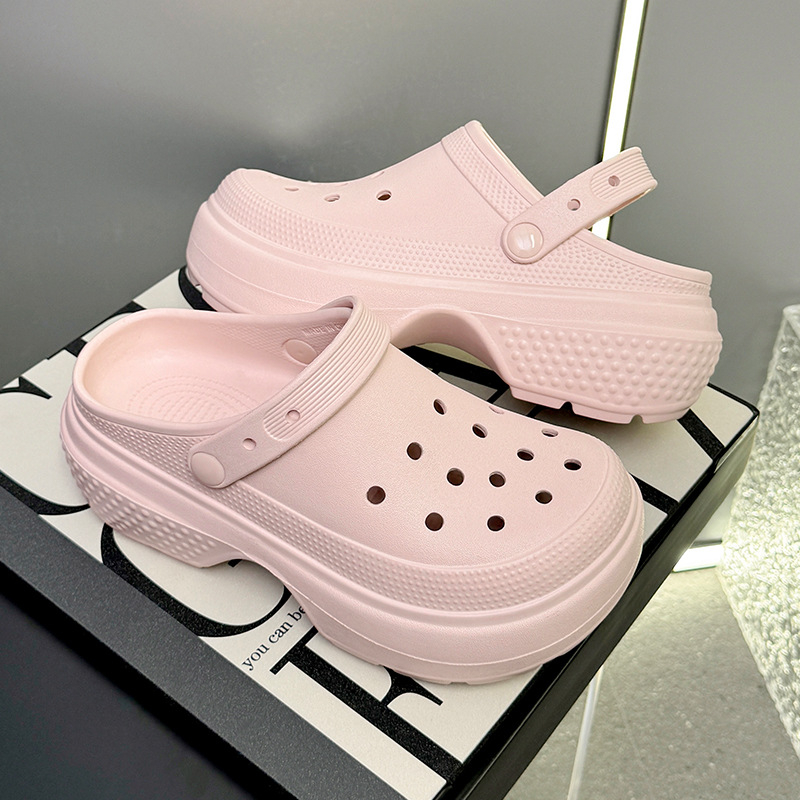 Ženske Crocs-stil EVA papuče s zatvorenim prstom, prozračan gornji dio, protuklizna debela potplat, visina pete 8,5 cm
