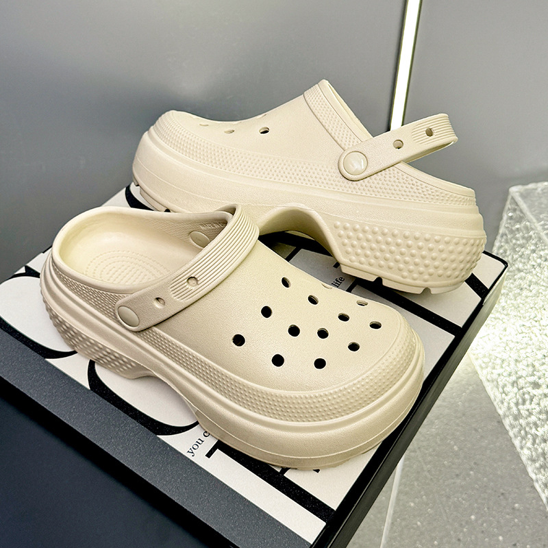 Ženske Crocs-stil EVA papuče s zatvorenim prstom, prozračan gornji dio, protuklizna debela potplat, visina pete 8,5 cm