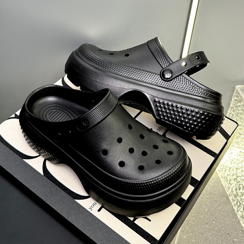 Ženske Crocs-stil EVA papuče s zatvorenim prstom, prozračan gornji dio, protuklizna debela potplat, visina pete 8,5 cm