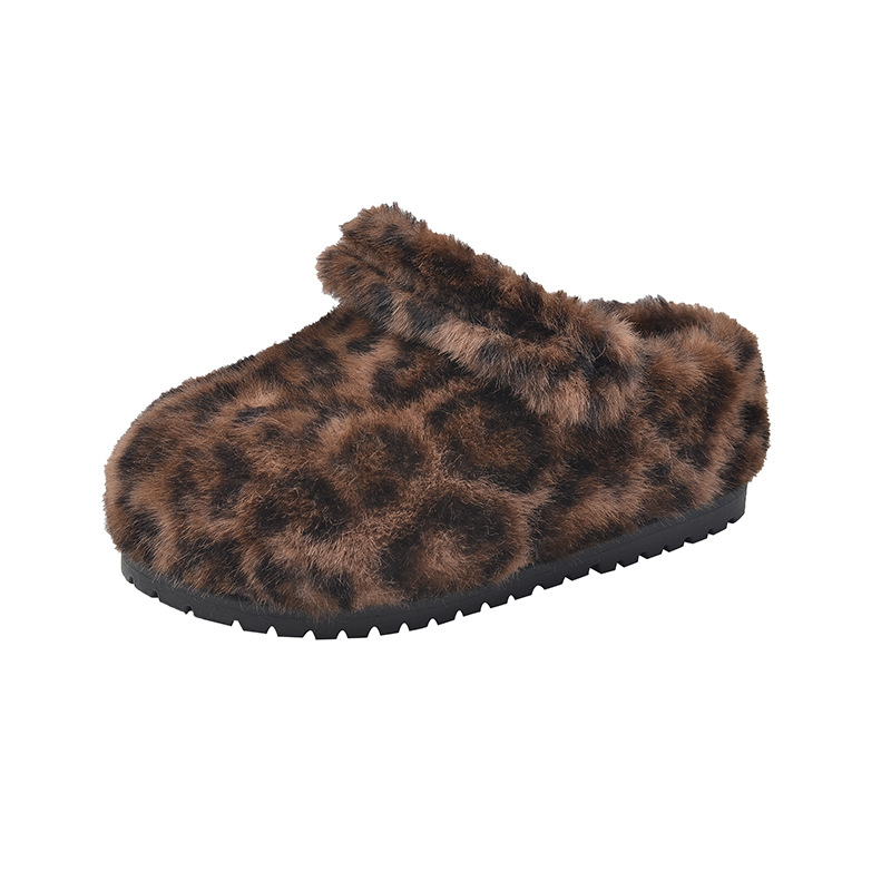 Ženske papuče s debelim potplatom za povećanje visine, dva načina nošenja, PU gornji dio, gumeni đon, leopard uzorak