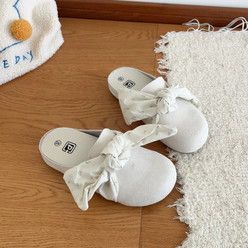 Mule papuče s debelim potplatom – gornji dio od velura, okrugli vrh, PVC potplata, za vanjsku upotrebu, proljeće 2026