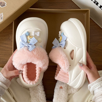 Crocs-stílusú téli papucs, EVA felső rész és talp, zárt orr, vastag talp (>3 cm), könnyű és kényelmes nőknek és fiataloknak