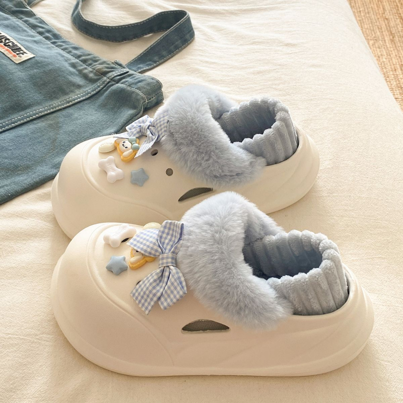 Crocs-stílusú téli papucs, EVA felső rész és talp, zárt orr, vastag talp (>3 cm), könnyű és kényelmes nőknek és fiataloknak