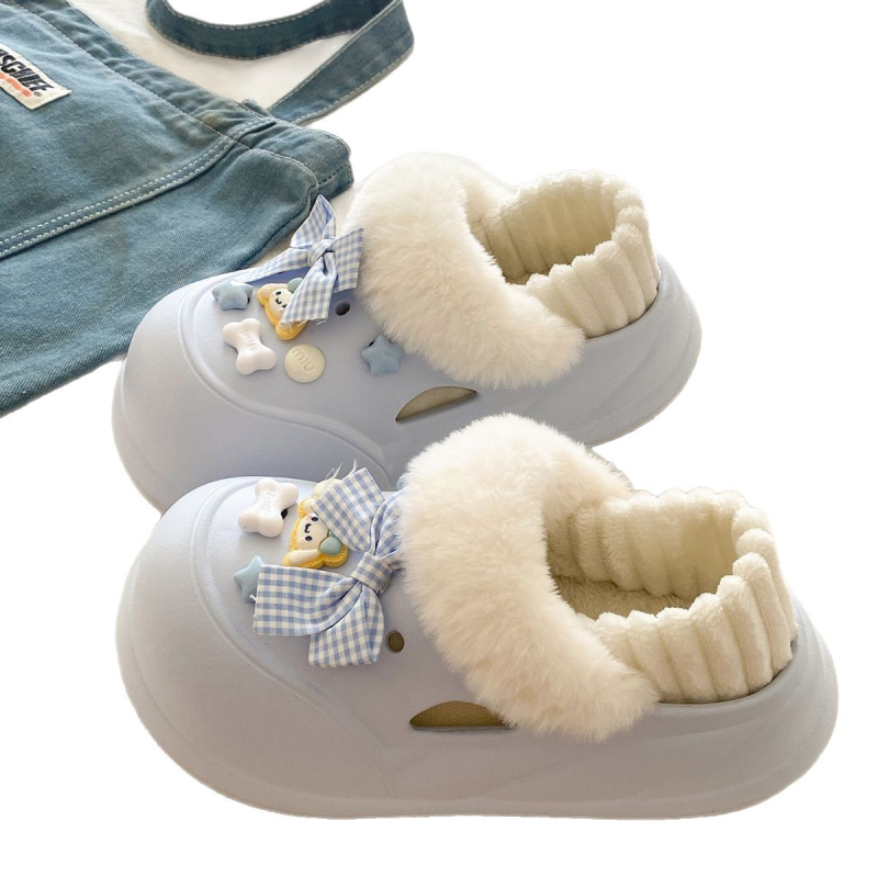 Crocs-stílusú téli papucs, EVA felső rész és talp, zárt orr, vastag talp (>3 cm), könnyű és kényelmes nőknek és fiataloknak