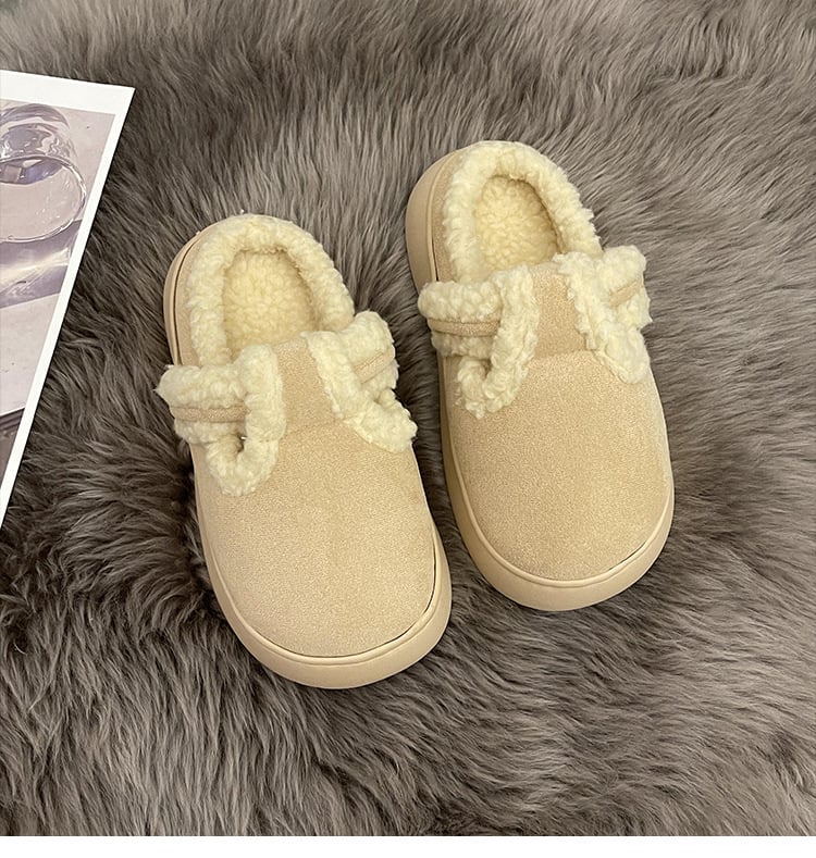 Ženske plišane papuče Slip-On, za nošenje na otvorenom, EVA potplat, okrugli vrh, sladak stil