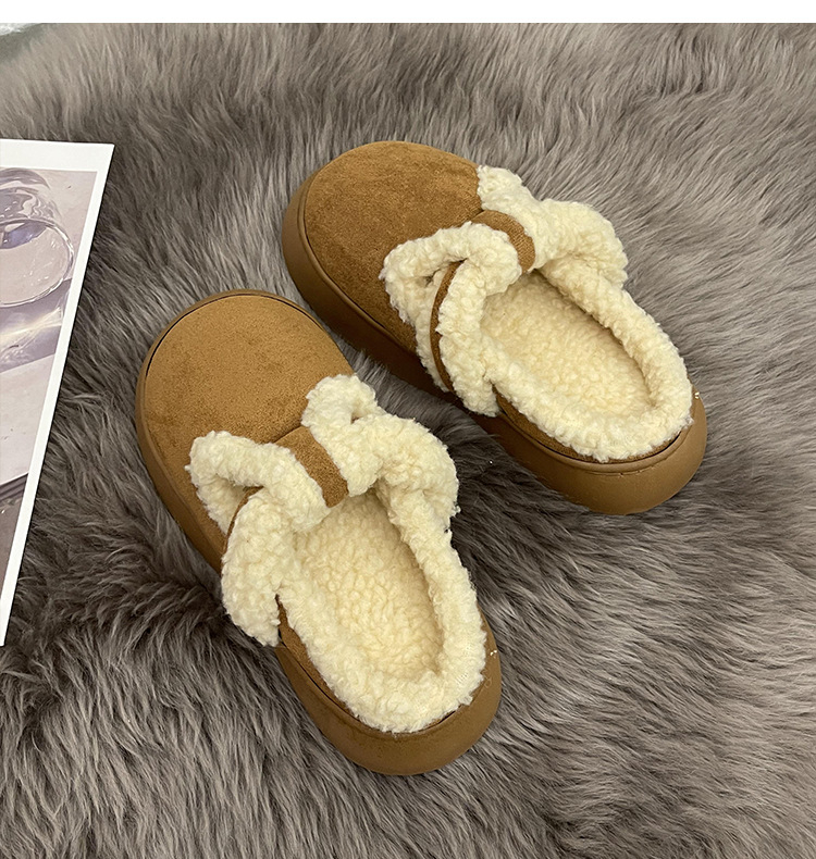 Ženske plišane papuče Slip-On, za nošenje na otvorenom, EVA potplat, okrugli vrh, sladak stil