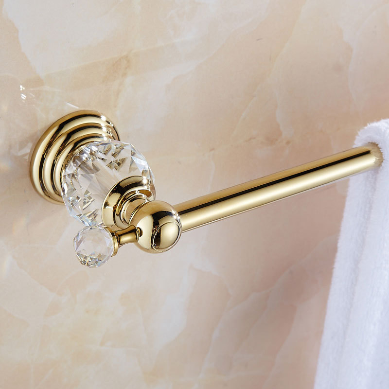 Jednoručni držač ručnika sa zlatnim premazom od cinkovog legura, držač za četkicu i čašu, nosivost 15 kg, lagani luksuzni stil