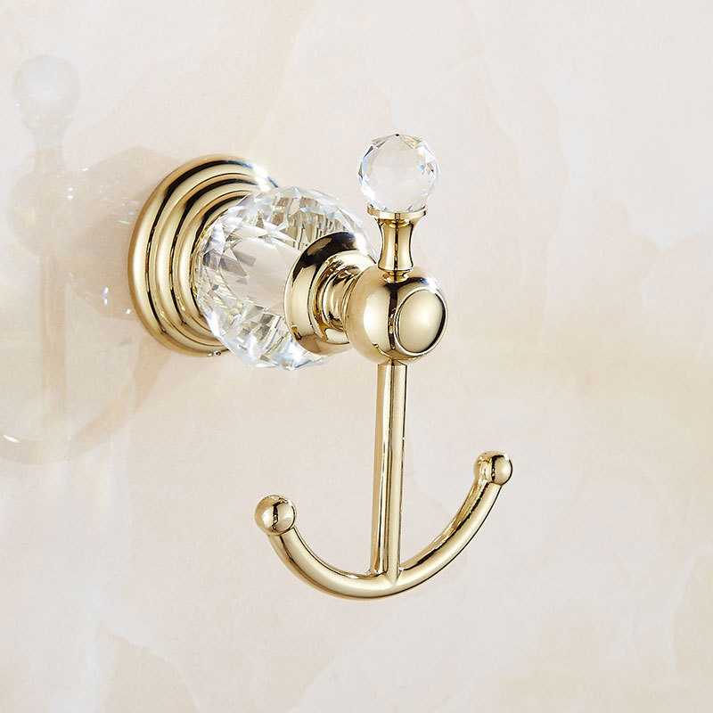 Jednoručni držač ručnika sa zlatnim premazom od cinkovog legura, držač za četkicu i čašu, nosivost 15 kg, lagani luksuzni stil