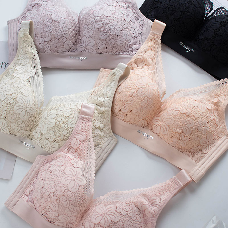 Безжичен сутиен с 3/4 чашки, тънки формовани чашки, без метална подпора, фиксирани двойни презрамки, закопчаване отзад с четири реда куки