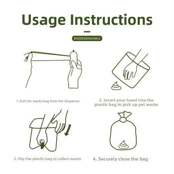 Geantă pentru gunoiul animalelor de companie, film PVA solubil în apă, tip rulă continuă, îngroșată