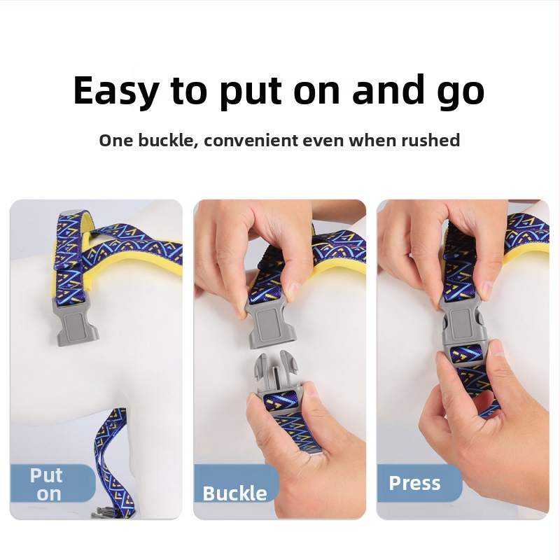 Кучешка гръдна шлейка с бързо обличане и антипробивна лента, найлоновоподобен материал, Duo Mao Mao FB-583