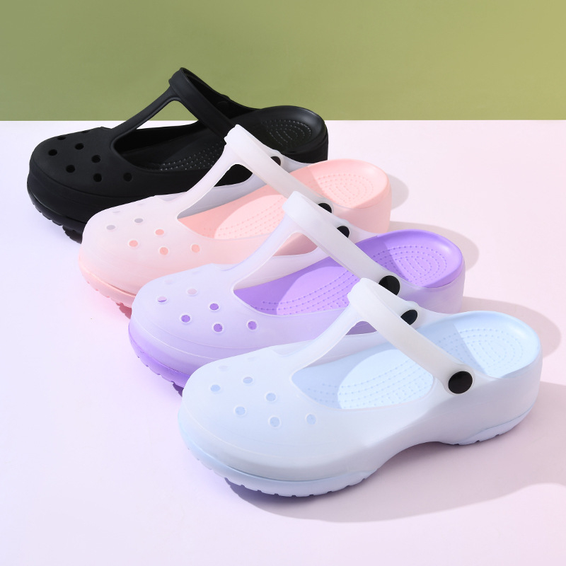 Clogs medicale pentru femei, talpă EVA, partea superioară PVC, vârf închis Mary Jane, respirante și rezistente la miros