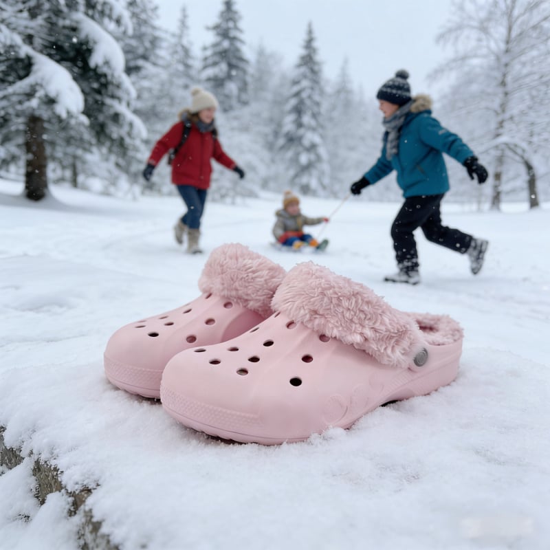 Unisex EVA Crocs-stil papuče za zimu, debljina potplata 2–3 cm, visina pete 4 cm