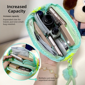 APKI kozmetikai táska, kocka alakú nylonból, hálós textúrával, multifunkcionális utazáshoz