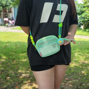 APKI kozmetikai táska, kocka alakú nylonból, hálós textúrával, multifunkcionális utazáshoz