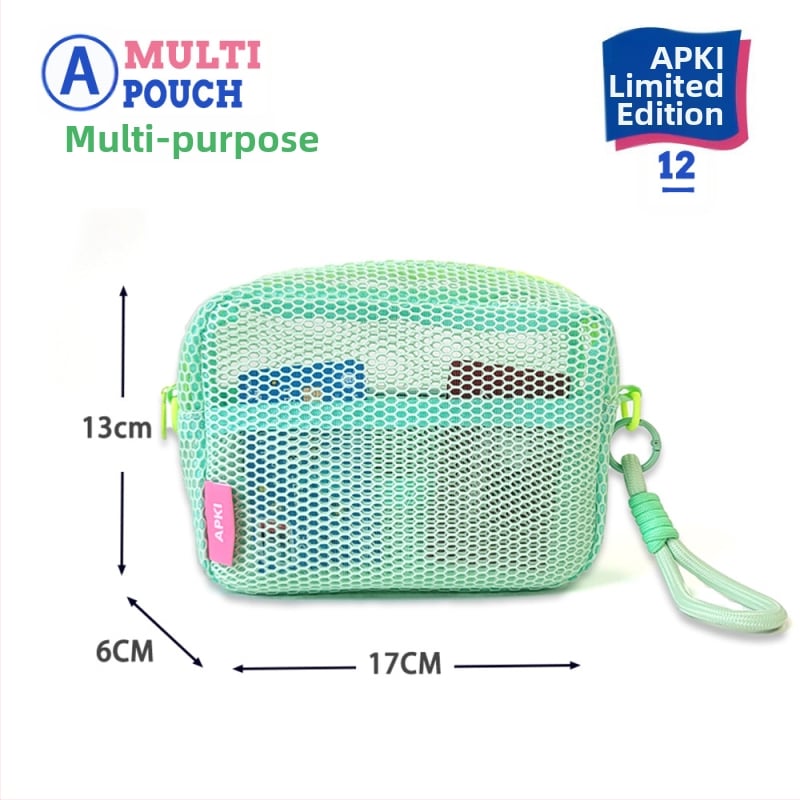 APKI kozmetikai táska, kocka alakú nylonból, hálós textúrával, multifunkcionális utazáshoz