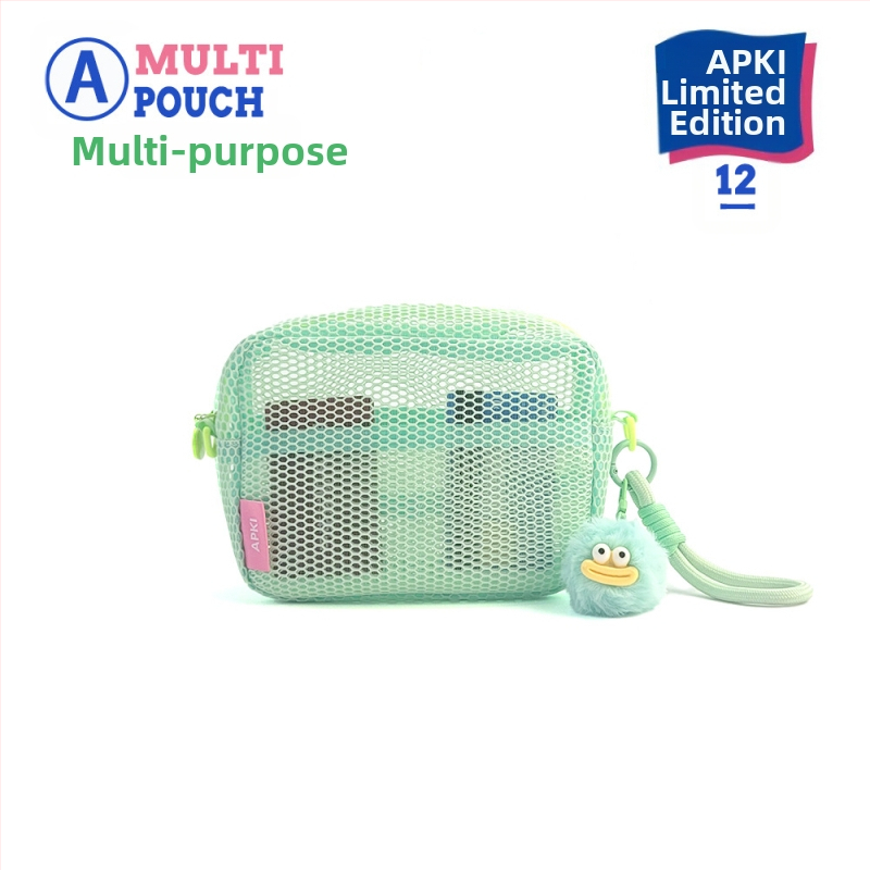 APKI kozmetikai táska, kocka alakú nylonból, hálós textúrával, multifunkcionális utazáshoz