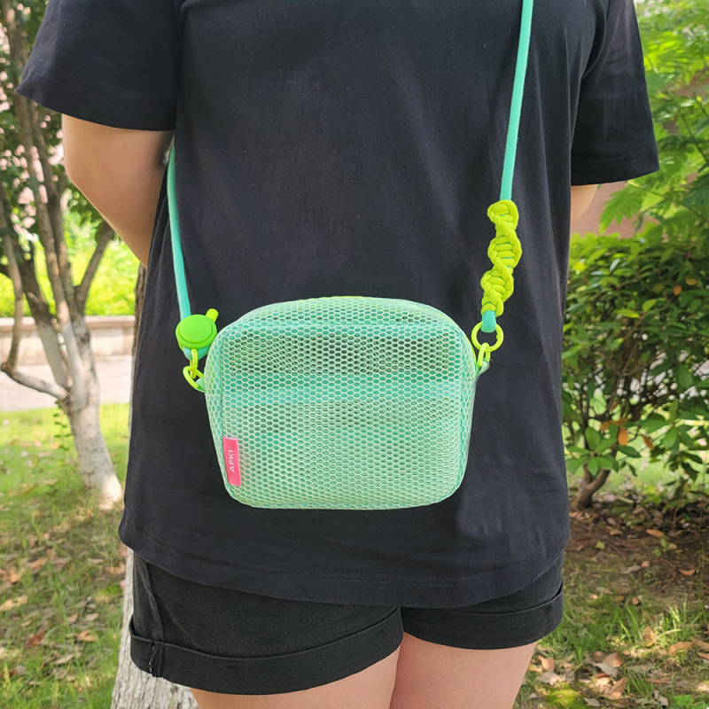 APKI kozmetikai táska, kocka alakú nylonból, hálós textúrával, multifunkcionális utazáshoz