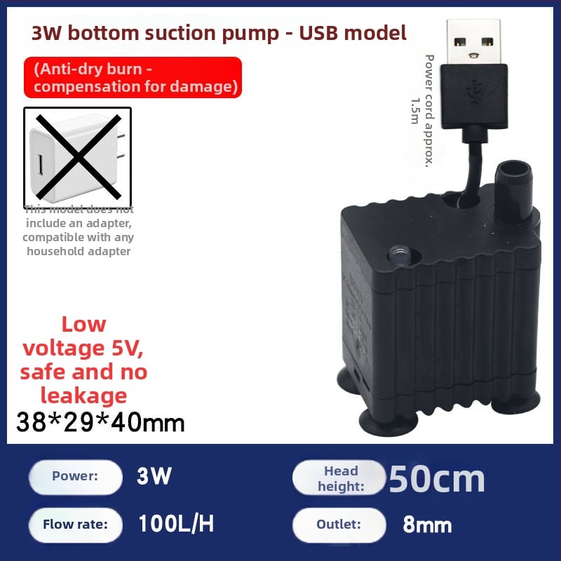 Akváriumi merülőpumpa keringtetésre és szűrésre, alsó szívás, rendkívül csendes működés