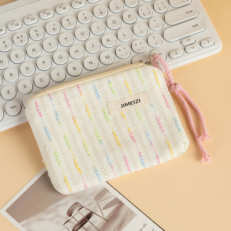 Dongjin kézben tartható kozmetikai táska, utcai stílus, poliészter csíkos, poliészter bélés, uniszex, mindennapi használat, 2025 tavasz