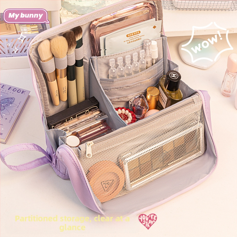 Taška na make-up Four Seasons, s veľkou kapacitou, prenosná s delenými priehradkami, materiál: textil, štýl: moderný minimalistický