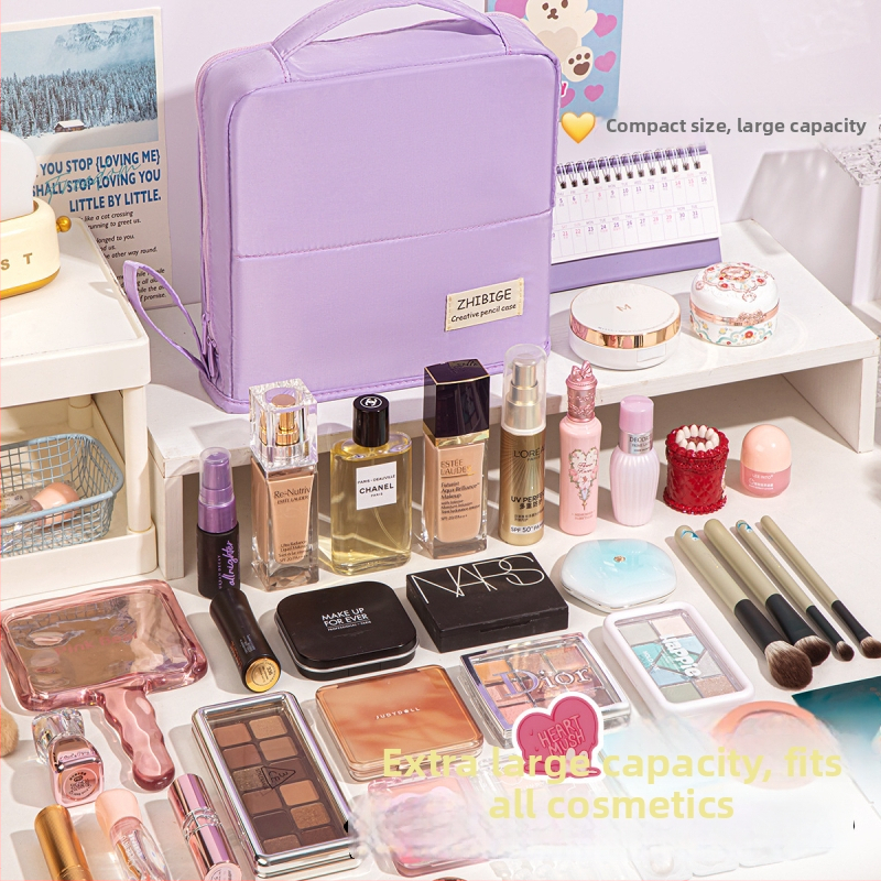 Taška na make-up Four Seasons, s veľkou kapacitou, prenosná s delenými priehradkami, materiál: textil, štýl: moderný minimalistický