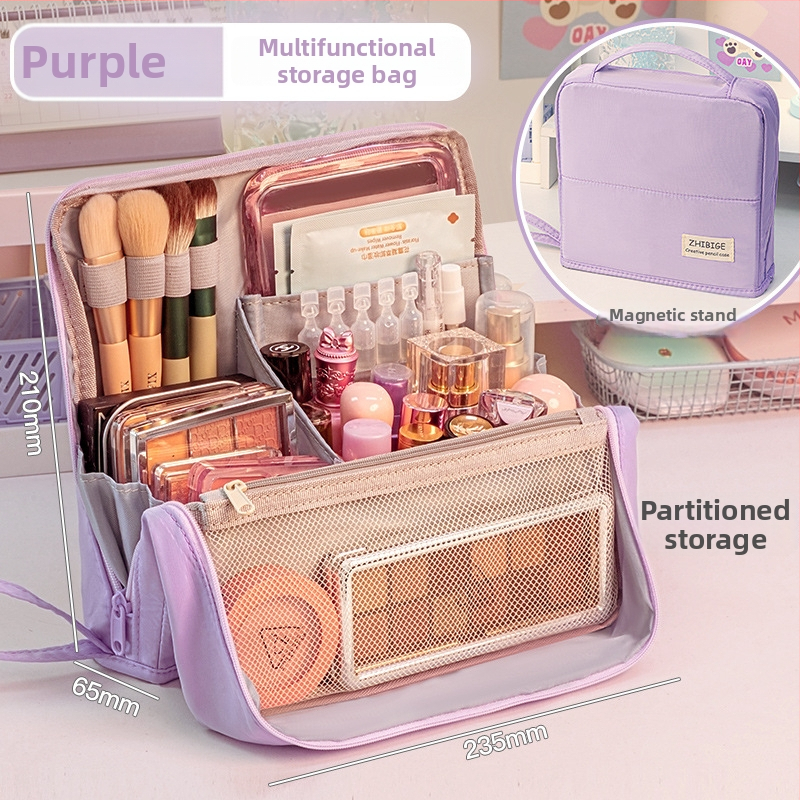 Sminktáska Four Seasons, nagy kapacitású, hordozható tároló, osztott rekeszek, anyag: szövet, stílus: modern minimalizmus