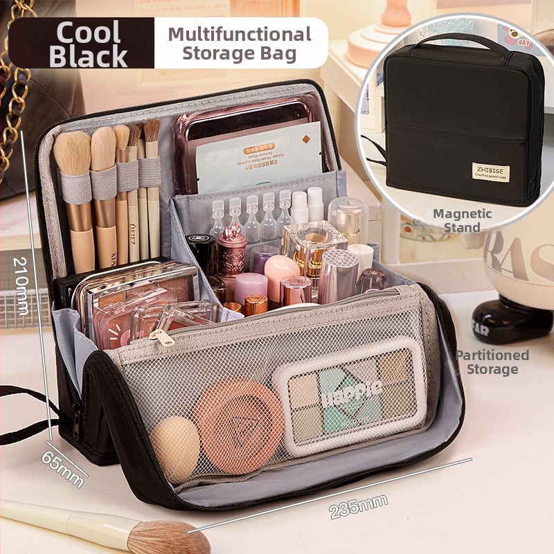Sminktáska Four Seasons, nagy kapacitású, hordozható tároló, osztott rekeszek, anyag: szövet, stílus: modern minimalizmus