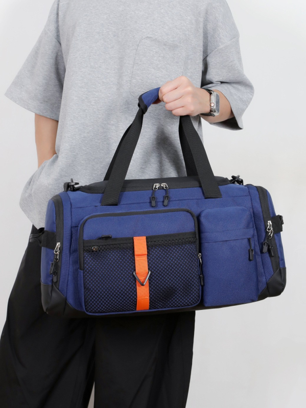 Torba za putovanje velike kapacitete s crossbody naramenicom, odjeljak za suhe/mokre, odvojeni pretinac za cipele, Oxford platno, unisex, geometrijski uzorak, ležerni stil putovanja, 20–35 L