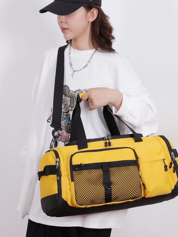 Torba za putovanje velike kapacitete s crossbody naramenicom, odjeljak za suhe/mokre, odvojeni pretinac za cipele, Oxford platno, unisex, geometrijski uzorak, ležerni stil putovanja, 20–35 L