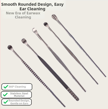 Sada lyžičiek na uši z nehrdzavejúcej ocele – čistenie ušného mazu, unisex, bez svetla