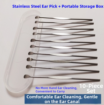 Prenosný set ušných lyžičiek z nehrdzavejúcej ocele, bez svetla, unisex