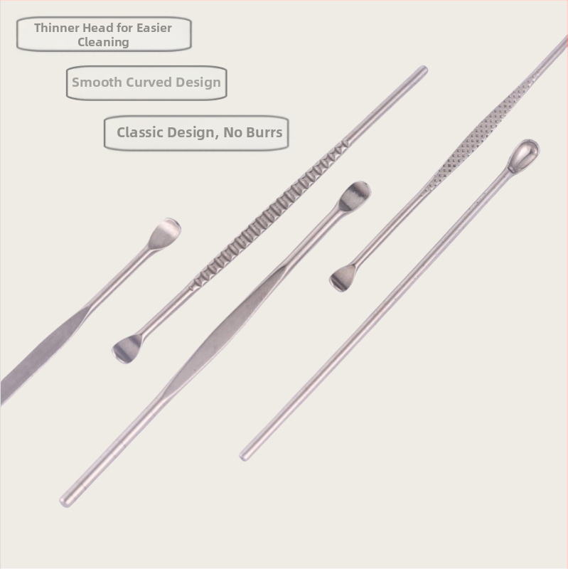 Prenosný set ušných lyžičiek z nehrdzavejúcej ocele, bez svetla, unisex