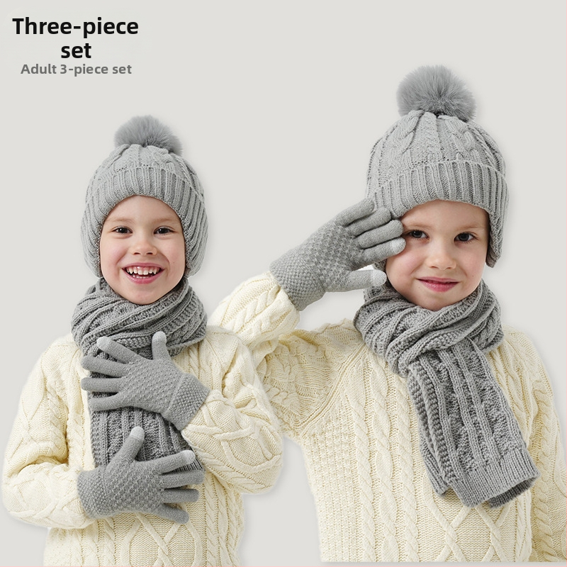 Detský vlnený set: čiapka, šál a rukavice – unisex, Twist vzor, jeseň-zima